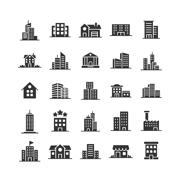 Icono de edificio en estilo plano Ilustración de vector de apartamento de rascacielos de ciudad sobre fondo blanco aislado Concepto de negocio de torre de ciudad