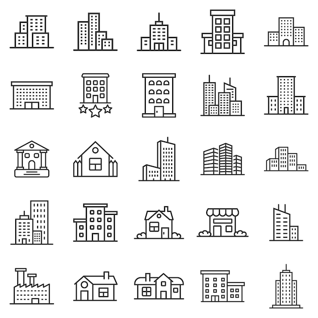 Icono de edificio en estilo plano Ilustración de vector de apartamento de rascacielos de ciudad sobre fondo blanco aislado Concepto de negocio de torre de ciudad