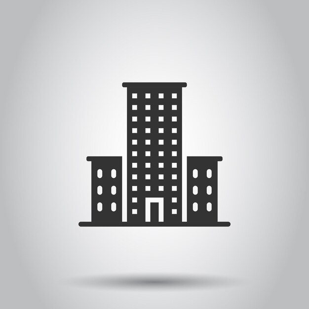 Icono de edificio en estilo plano Ilustración vectorial de apartamento de rascacielos de la ciudad en fondo blanco aislado Concepto de negocio de la torre de la ciudad
