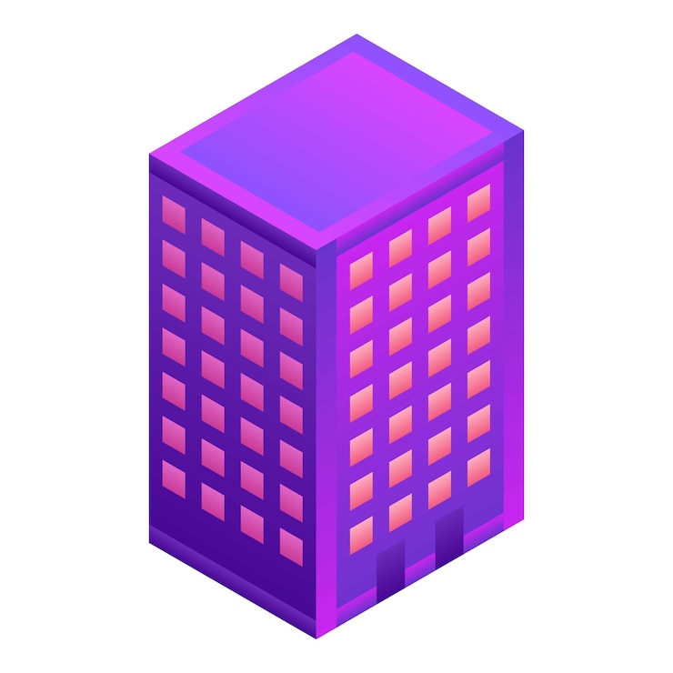 Vector icono de edificio de hotel isométrico del icono de vector de edificio de hotel para diseño web aislado sobre fondo blanco