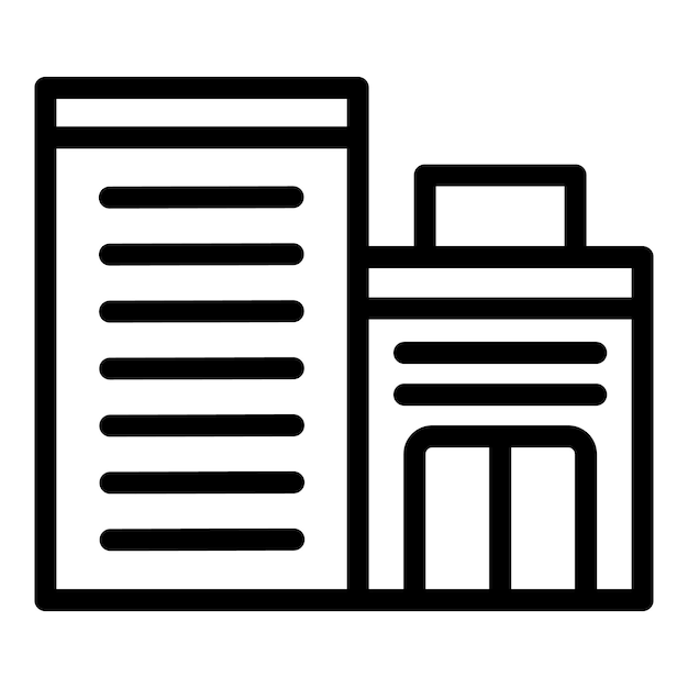Icono de edificio médico Icono de vector de edificio médico de esquema para diseño web aislado sobre fondo blanco