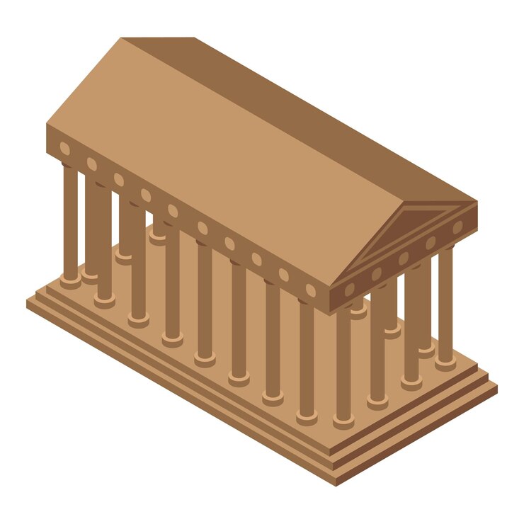 Vector icono del edificio del museo de columnas isométrico del icono de vector del edificio del museo de columnas para diseño web aislado en fondo blanco