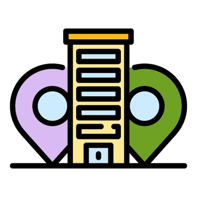 Icono de edificio de oficinas Contorno de edificio de oficina Icono vectorial de color plano aislado