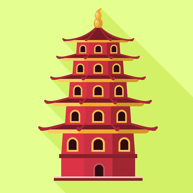 Icono de edificio rojo de Vietnam Ilustración plana del icono de vector de edificio rojo de Vietnam para diseño web