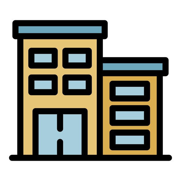 Icono del edificio del terapeuta Contorno del icono del vector del edificio del terapeuta color plano aislado