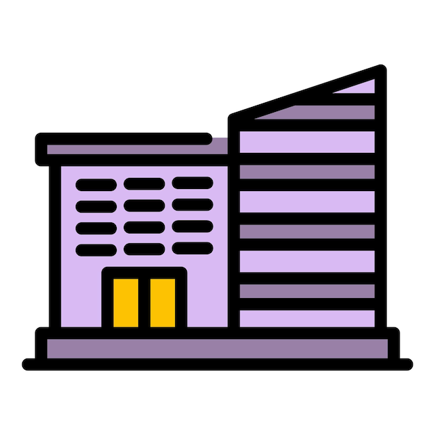 Icono del edificio de la universidad Contorno edificio de la universidad vector icono color plano aislado