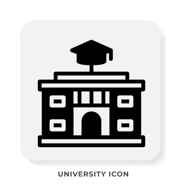 Icono de edificio universitario con estilo soild adecuado para su uso en sitios web UI y aplicaciones móviles