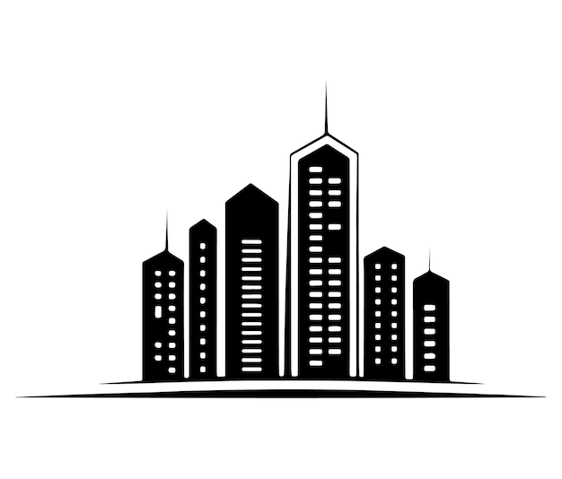 Icono de edificios con fondo transparente Arquitectura de silueta Edificios de la ciudad Icono de casa