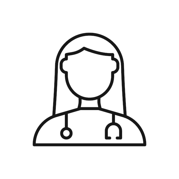 Icono editable de la ilustración vectorial de la doctora aislada sobre un fondo blanco utilizando para el sitio web de presentación o un móvil
