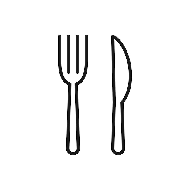 Icono editable de ilustrador vectorial de tenedor y cuchillo aislado en fondo blanco utilizando el sitio web de presentación o la aplicación móvil