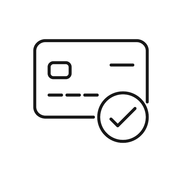 Icono editable de pago con tarjeta bancaria Aprobar ilustración vectorial aislada en fondo blanco usando para sitio web de presentación o aplicación móvil