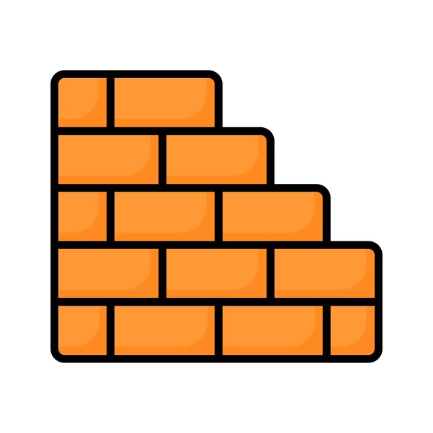 Un icono editable de pared de ladrillo aislado sobre un fondo blanco