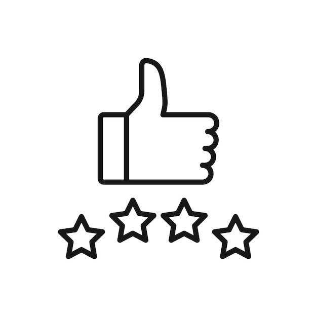 Icono editable de pulgares Ilustración vectorial de calificación de estrellas aislada en fondo blanco utilizando el sitio web de presentación o la aplicación móvil