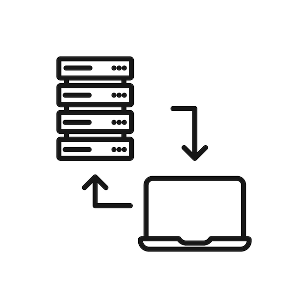 Icono editable del servidor de computación en nube Compartir datos en la computadora portátil Ilustración vectorial aislada en fondo blanco usando para el sitio web de presentación o la aplicación móvil