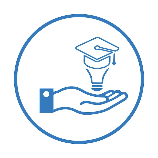 Icono de educación de creatividad de ideas Diseño de color azul