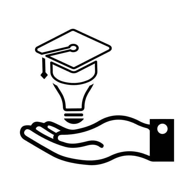 Icono de educación de creatividad de ideas Gráficos vectoriales en negro