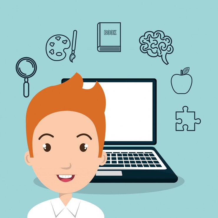 Vector icono de educación elearning estudiante