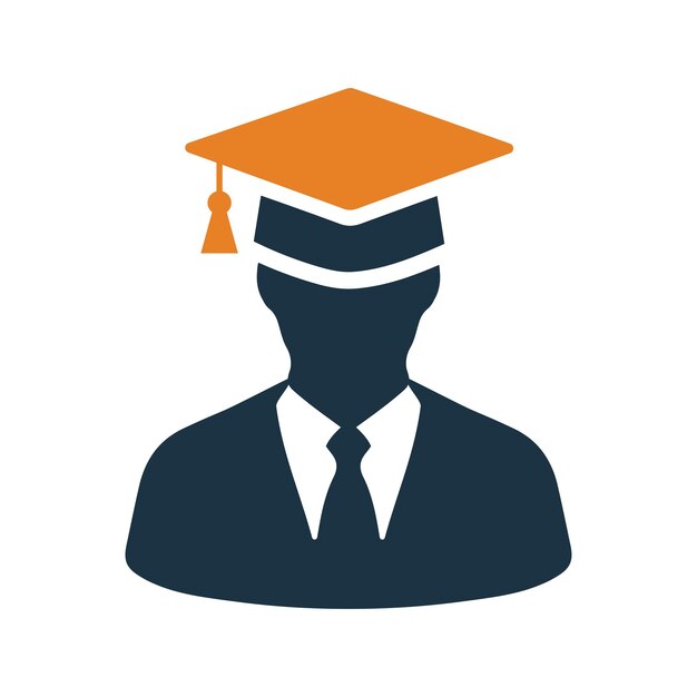 Icono de educación de graduación de posgrado Diseño vectorial editable simple aislado en un fondo blanco
