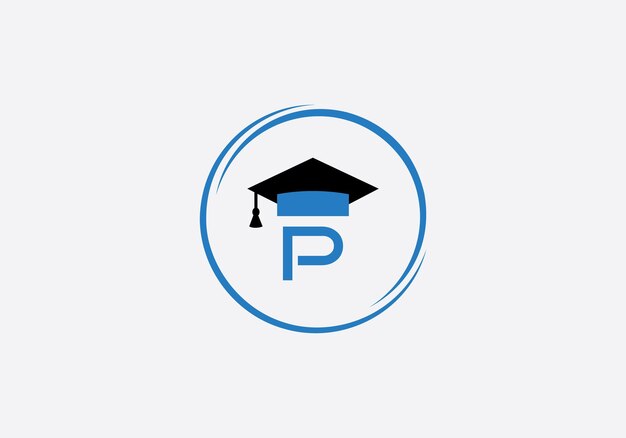 Ícono de la educación letra P Monograma de aprendizaje