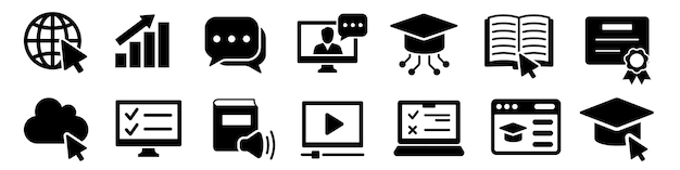 Icono de educación en línea Icono de aprendizaje electrónico