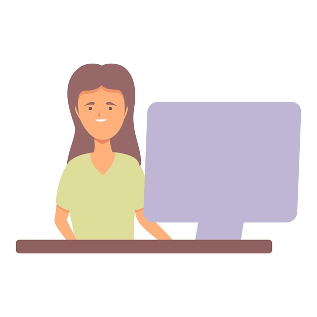Icono de educación en línea vector de dibujos animados equipo infantil clase de Internet