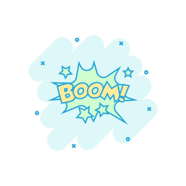 Icono de efectos de sonido cómico de boom de dibujos animados vectoriales en estilo cómic Pictograma de ilustración de signo de discurso de burbuja de sonido Concepto de efecto de salpicadura de negocio de boom