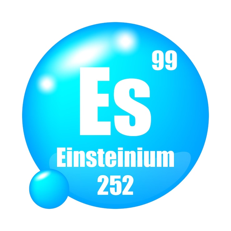 Vector ícono de einsteinium el elemento químico es número atómico 99 masa 252 símbolo de la esfera azul