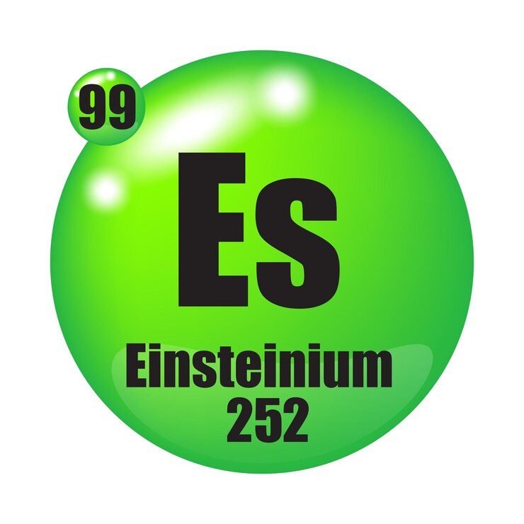 Vector ícono de einsteinium es elemento químico número atómico 99 masa 252 imagen de esfera verde símbolo vectorial
