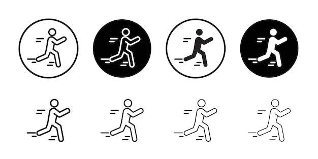 Icono de ejecución Arte plano en blanco y negro aislado