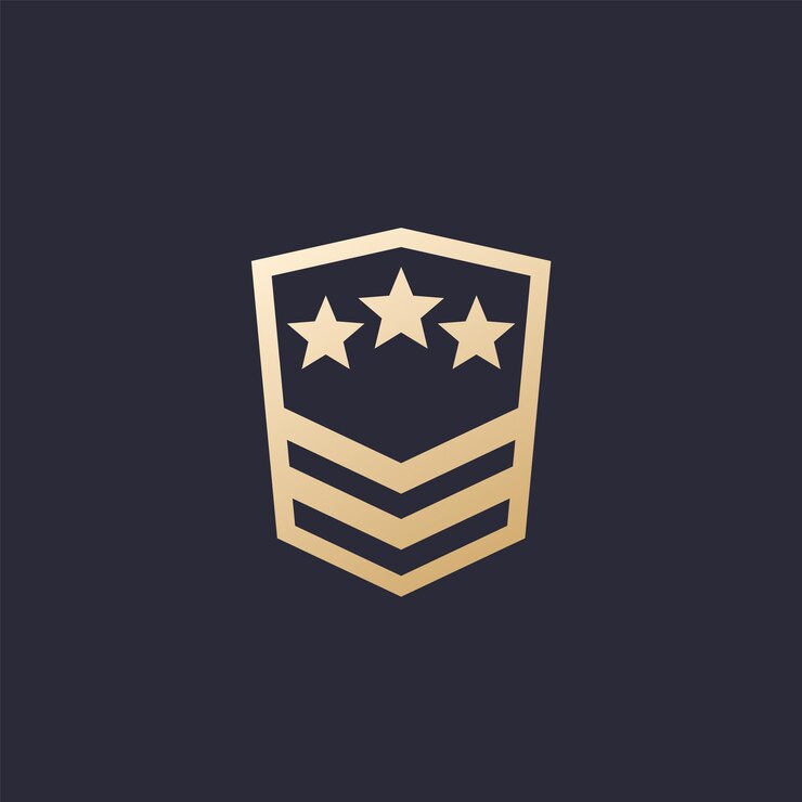 Vector icono de ejército de rango militar con vector de estrellas