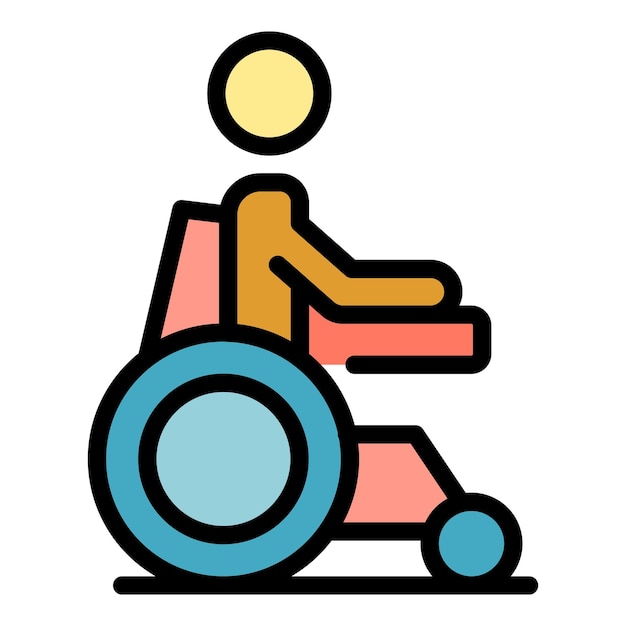 Icono eléctrico médico para sillas de ruedas Contorno icono vector eléctrico médico para silla de ruedas color plano aislado