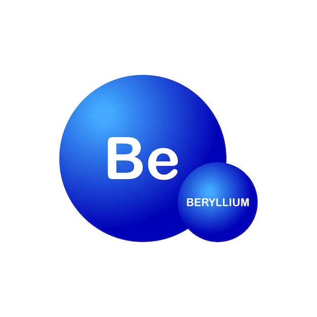 Icono del elemento berilio Molécula de berilio Elemento Be Química y concepto de investigación científica