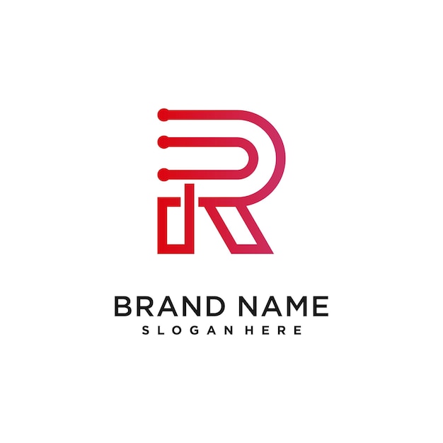 Icono del elemento de diseño de la letra R con un concepto moderno creativo