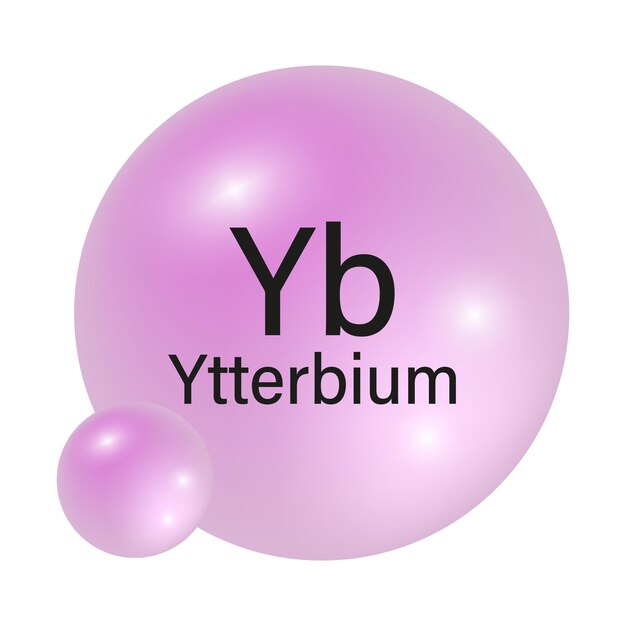 Icono del elemento iterbio Esfera de gradiente rosa Símbolo atómico Yb Ilustración vectorial