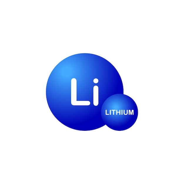 Icono del elemento litio Molécula del elemento litío Li Química y concepto de investigación científica