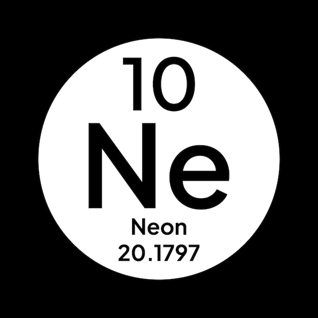 Icono de elemento químico periódico de neón El elemento químico de la tabla periódica Se firma con átomo