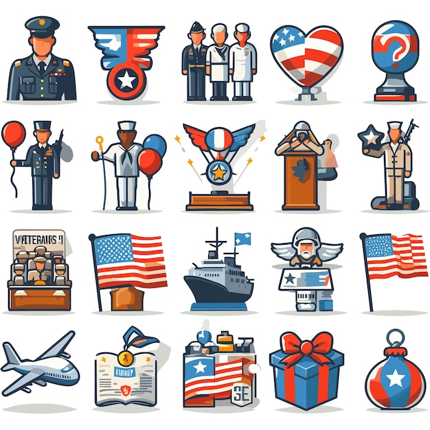 icono del elemento vectorial del día de los veteranos