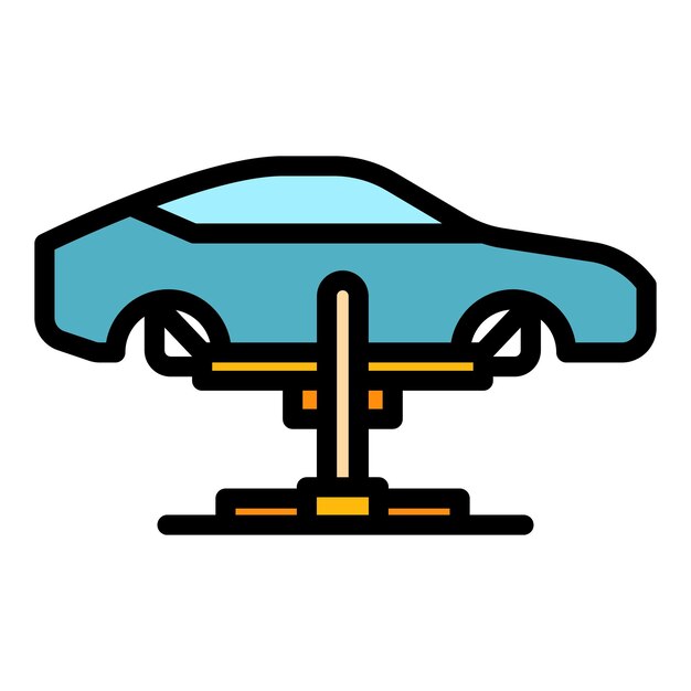 Icono de elevación de automóviles de diagnóstico Contorno de icono vectorial de elevación del automóvil de diagnóstico Color plano aislado