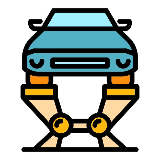 Icono de elevación hidráulica de automóviles Contorno de icono vectorial de ascensor hidráulico de automóviles Color plano aislado