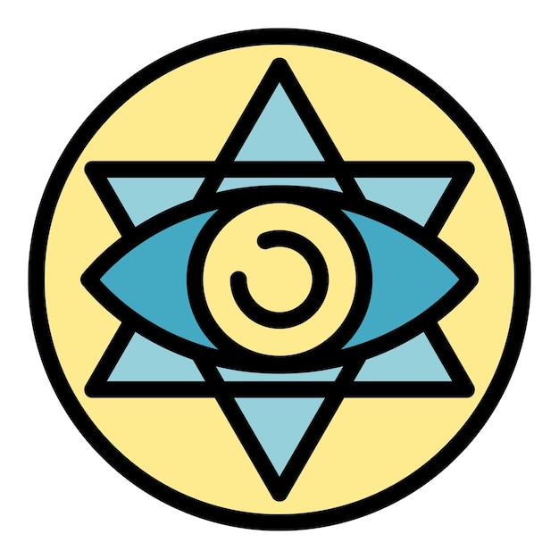 Icono de emblema de alquimia ocular Contorno de emblema de alquimia ocular icono vectorial color plano aislado