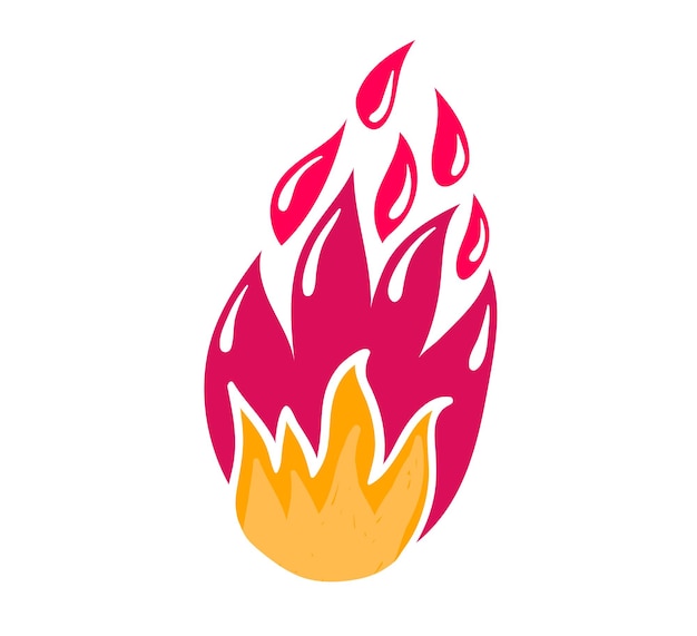 Vector icono de emblema de fuego aislado en ilustración de vector plano blanco encendido abierto quema rojo brillante y