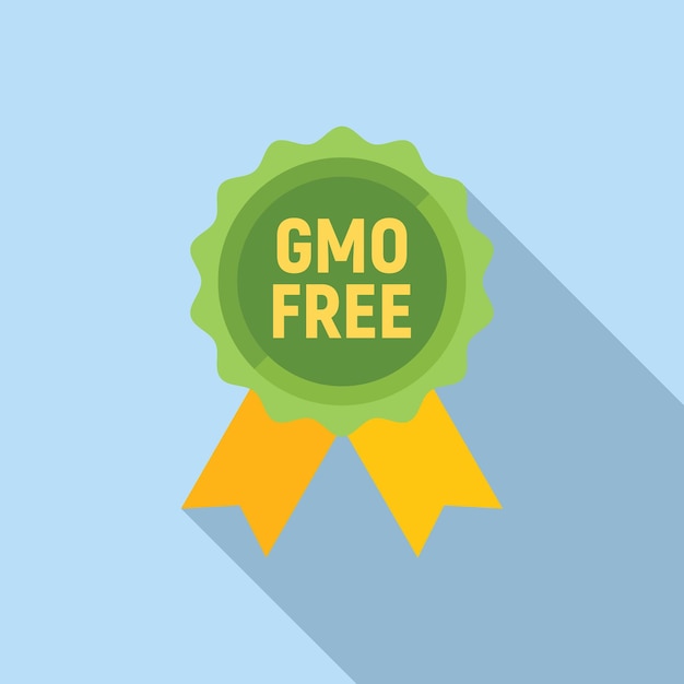 Icono de emblema libre de OGM vector plano Prueba de ciencia de alimentos de ADN
