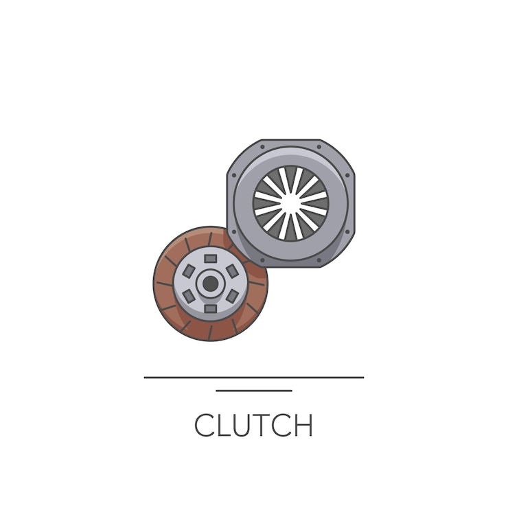 Vector icono de embrague de coche contorno colorido icono de embrague en blanco ilustración vectorial
