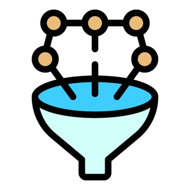 Icono de embudo de Internet Esbozo Icono vectorial de embodo de Internet para diseño web aislado en fondo blanco color plano