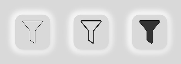 Icono de embudo Símbolo de filtrado de diseño web en líneas finas Vector de filtro