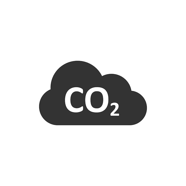 Icono de emisión de CO2 en estilo plano Ilustración de vector de desastre de nube sobre fondo blanco aislado Concepto de negocio de signo de medio ambiente