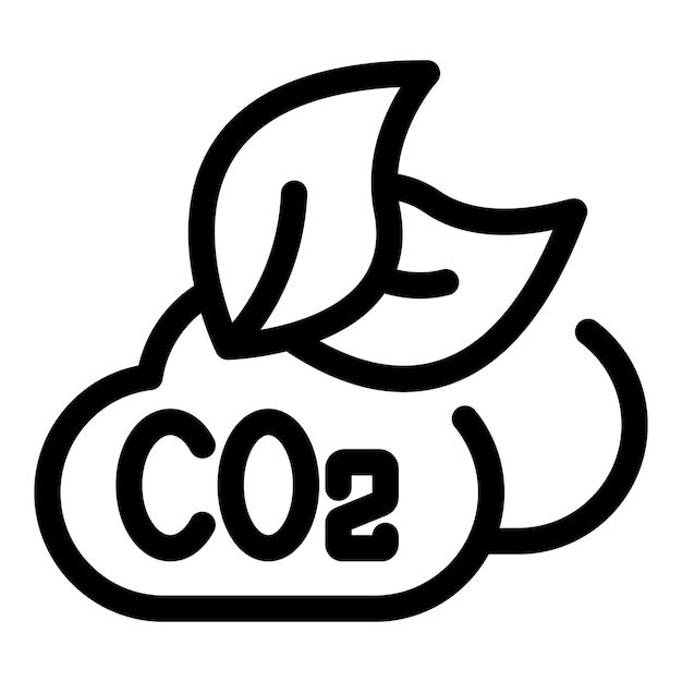Icono de las emisiones de CO2 que transforman la hoja verde que representa la sostenibilidad ambiental