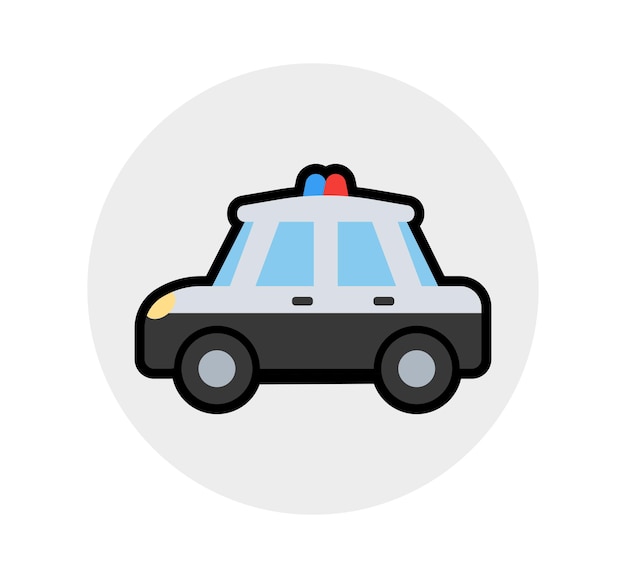 Icono de emoji aislado de vector de coche de policía Emoticono de policía