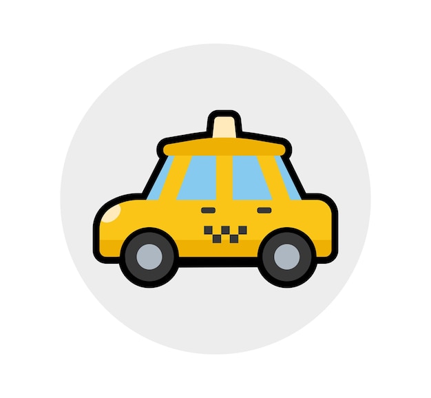 Icono de emoji aislado de vector de coche de taxi Emoticono de taxi