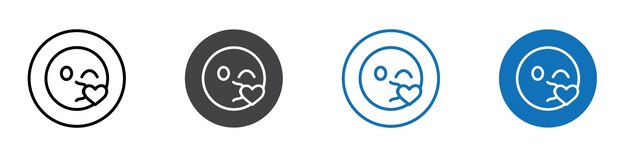 El icono de emoji de beso soplado es plano y se puede editar.